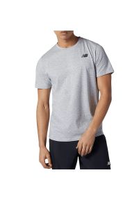 Koszulka New Balance MT11070AG - szara. Kolor: szary. Materiał: materiał. Wzór: aplikacja. Sport: fitness #1