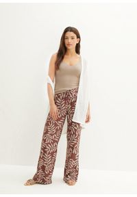 bonprix - Top w prążek, z dekoltem w serce. Kolor: brązowy. Wzór: prążki #3