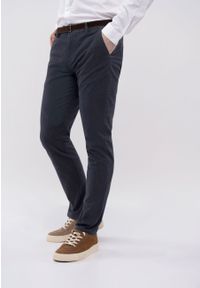 Volcano - Spodnie chino R-DAVE. Kolor: niebieski. Materiał: bawełna, materiał, elastan. Wzór: paski. Styl: klasyczny, elegancki #1