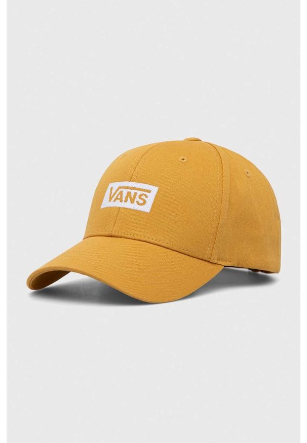 Vans czapka z daszkiem bawełniana kolor żółty z aplikacją. Kolor: żółty. Materiał: bawełna. Wzór: aplikacja
