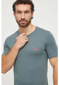 Hugo - HUGO t-shirt bawełniany 3-pack kolor szary z nadrukiem. Kolor: szary. Materiał: bawełna. Długość rękawa: krótki rękaw. Długość: krótkie. Wzór: nadruk #10