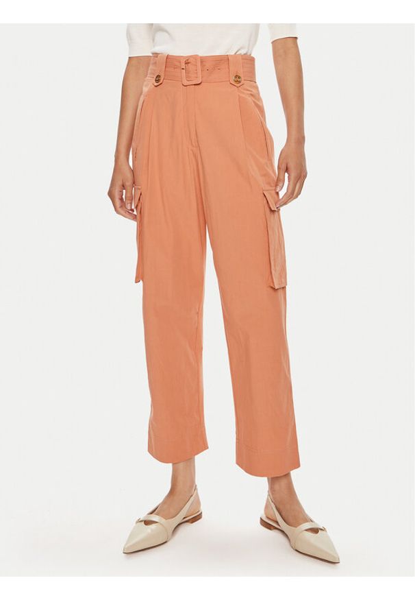 TwinSet - TWINSET Spodnie materiałowe 241TT2052 Pomarańczowy Loose Fit. Kolor: pomarańczowy. Materiał: bawełna