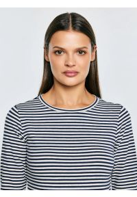 Big-Star - Bluzka damska w paski granatowa Vensa 403. Okazja: na co dzień. Kolor: niebieski. Materiał: dzianina, jeans. Długość rękawa: długi rękaw. Długość: długie. Wzór: paski. Styl: klasyczny, casual, elegancki #2