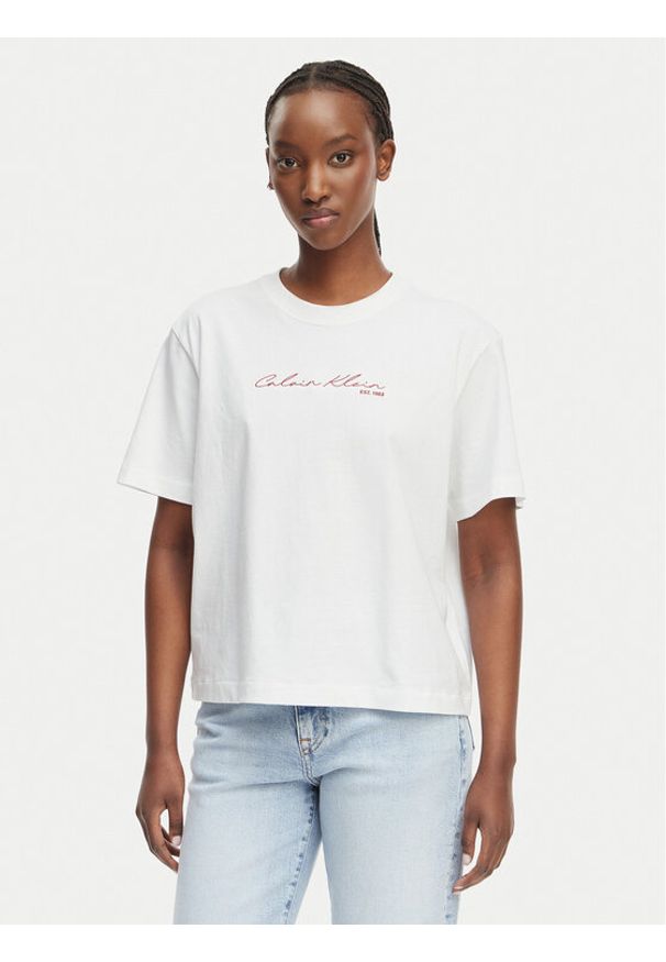 Calvin Klein Jeans T-Shirt LV047F820G Biały Regular Fit. Kolor: biały. Materiał: bawełna
