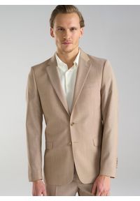 Pako Lorente - PAKO LORENTE – Beżowa wełniana marynarka męska. Okazja: na wesele, na komunię, na ślub cywilny. Kolor: beżowy. Materiał: wełna. Styl: boho #10