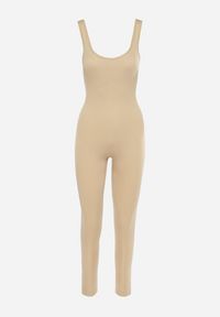 Born2be - Beżowy Kombinezon Bodycon z Usztywnionym Biustem i Długimi Nogawkami Zililena. Kolor: beżowy. Długość: długie #6