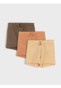 Sinsay - Bawełniane szorty 3 pack - beżowy. Kolor: beżowy. Materiał: bawełna