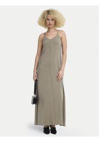 only - ONLY Sukienka letnia Madeli 15371094 Beżowy ciemny Regular Fit. Kolor: beżowy. Materiał: wiskoza. Sezon: lato #1