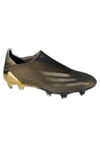 Adidas - Buty piłkarskie adidas X Ghosted+ Fg M FX9098 złoty złoty, brąz, czarny. Zapięcie: sznurówki. Kolor: brązowy, wielokolorowy, czarny, złoty. Materiał: materiał. Szerokość cholewki: normalna. Sport: piłka nożna