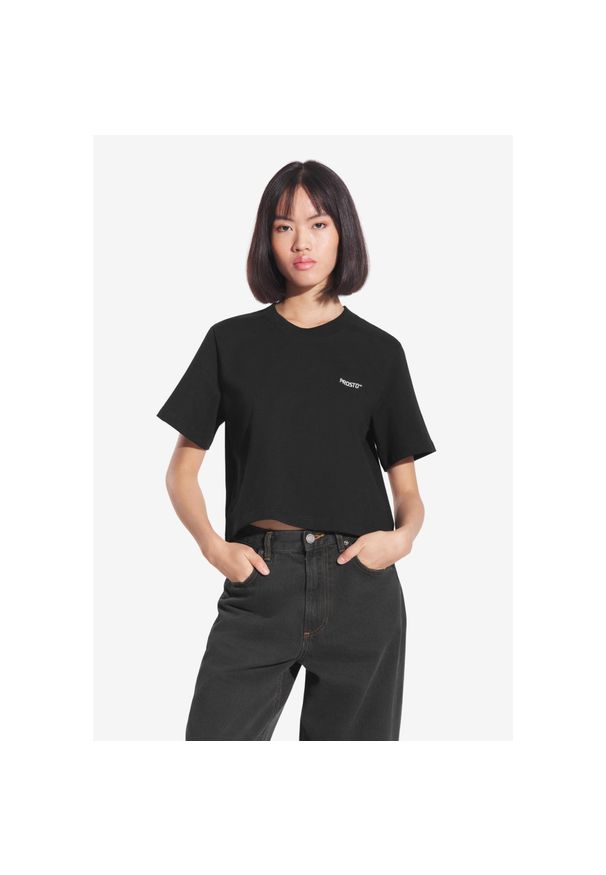 Koszulka sportowa damska Prosto Heavyweight z krótkim rękawem. Kolor: czarny. Długość rękawa: krótki rękaw. Długość: krótkie