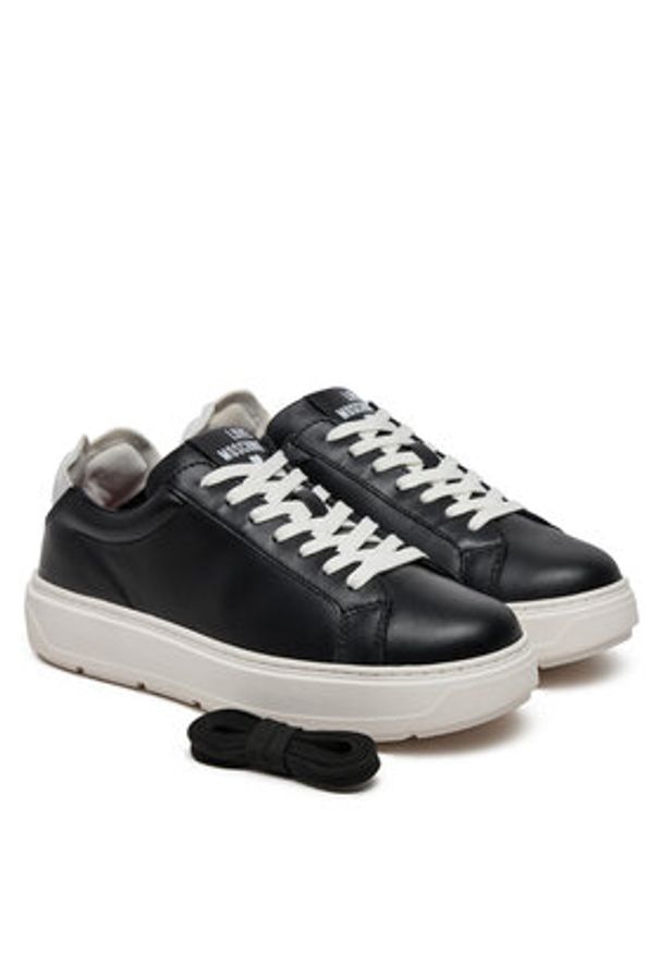Love Moschino - LOVE MOSCHINO Sneakersy JA15174G1MIA300A Czarny. Kolor: czarny. Materiał: skóra