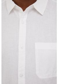 Brave Soul koszula z domieszką lnu męska kolor biały regular z kołnierzykiem klasycznym. Typ kołnierza: kołnierzyk klasyczny. Kolor: biały. Materiał: len. Długość rękawa: krótki rękaw. Długość: krótkie. Styl: klasyczny #3