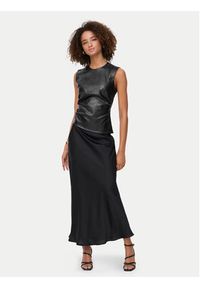 only - ONLY Bluzka Mone 15360230 Czarny Slim Fit. Kolor: czarny. Materiał: skóra #4