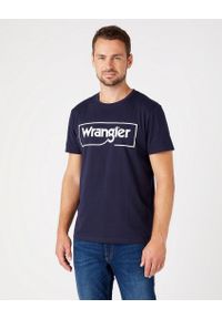 Wrangler - WRANGLER FRAME LOGO TEE MĘSKI T-SHIRT KOSZULKA NAVY W7H3D3114