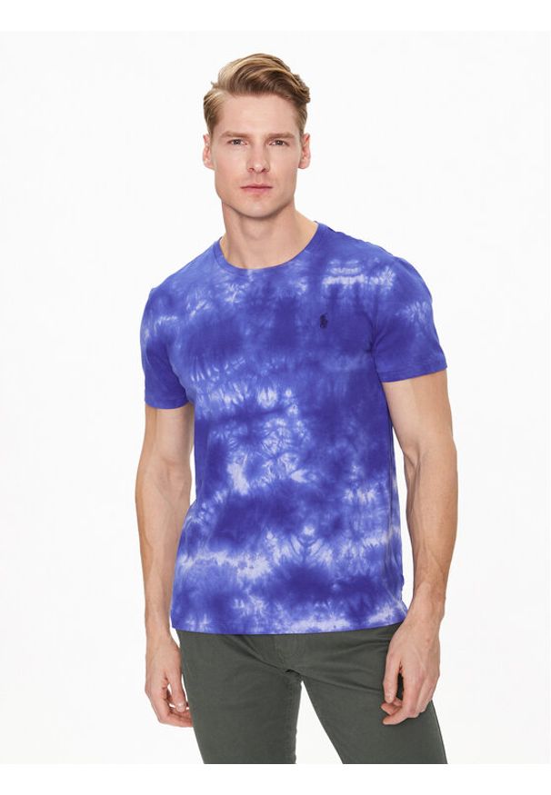 Polo Ralph Lauren T-Shirt 710890781001 Niebieski Slim Fit. Typ kołnierza: polo. Kolor: niebieski. Materiał: bawełna