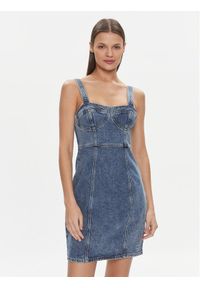 Tommy Jeans Sukienka jeansowa DW0DW17054 Niebieski Slim Fit. Kolor: niebieski. Materiał: bawełna