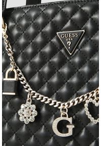 Guess - GUESS Czarna damska shopperka Everlee. Kolor: czarny. Dodatki: z breloczkiem. Materiał: skórzane #3