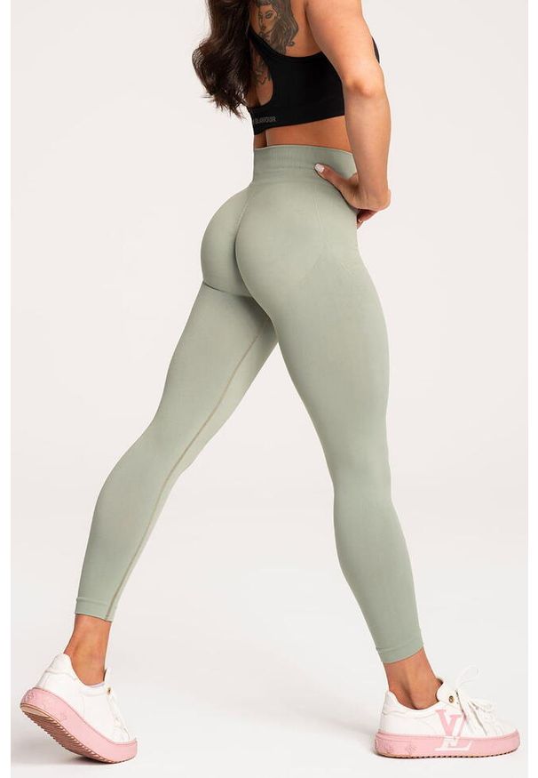 GYM GLAMOUR - Legginsy fitness damskie Gym Glamour basic. Kolor: zielony. Sport: fitness
