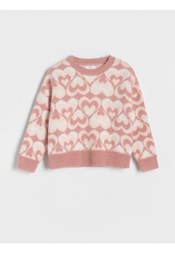 Reserved - Żakardowy sweter - brudny róż. Kolor: różowy. Materiał: żakard