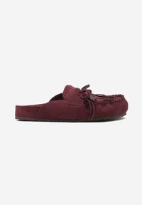 Renee - Bordowe Klapki Ozdobione Kokardą i Frędzlami Felindrise. Okazja: na spacer. Kolor: czerwony. Wzór: aplikacja. Sezon: lato. Styl: elegancki, boho #5
