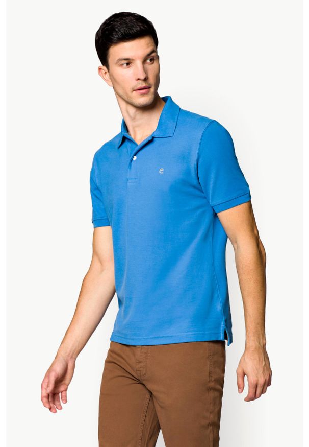 Lancerto - Koszulka Niebieska Polo Arthur. Typ kołnierza: polo. Kolor: niebieski. Materiał: tkanina, bawełna, materiał. Wzór: ze splotem. Styl: klasyczny