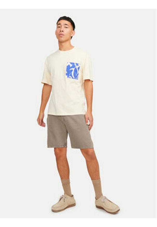 Jack & Jones - Jack&Jones Szorty jeansowe Tony 12249043 Beżowy Loose Fit. Kolor: beżowy. Materiał: bawełna