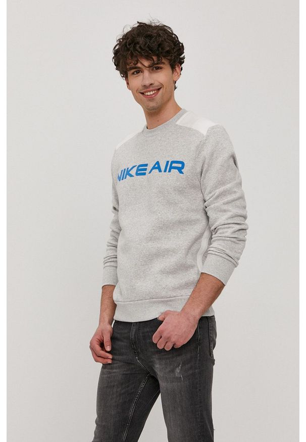 Nike Sportswear - Bluza. Okazja: na co dzień. Kolor: szary. Wzór: aplikacja. Styl: casual