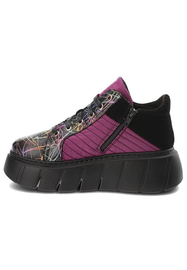 Różowe Sneakersy Maciejka Eleganckie Obuwie Damskie. Okazja: na co dzień. Kolor: różowy. Wzór: kolorowy. Obcas: na platformie. Styl: elegancki
