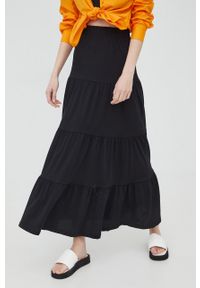 only - Only spódnica bawełniana kolor czarny maxi rozkloszowana. Kolor: czarny. Materiał: bawełna. Wzór: gładki