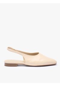 Ryłko - Kremowe czółenka bez pięty slingback. Okazja: na co dzień. Zapięcie: pasek. Kolor: beżowy. Materiał: skóra. Szerokość cholewki: normalna. Styl: casual, street, elegancki #1
