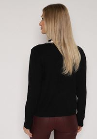 Born2be - Czarny Sweter z Dodatkiem Kaszmiru Ozdobiony Cekinami i Cyrkoniami Vetimona. Okazja: na co dzień. Kolor: czarny. Materiał: kaszmir. Wzór: aplikacja. Styl: klasyczny, casual, elegancki #5