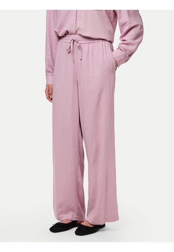 Pieces Spodnie materiałowe Pia 17149314 Różowy Wide Leg. Kolor: różowy. Materiał: wiskoza, len