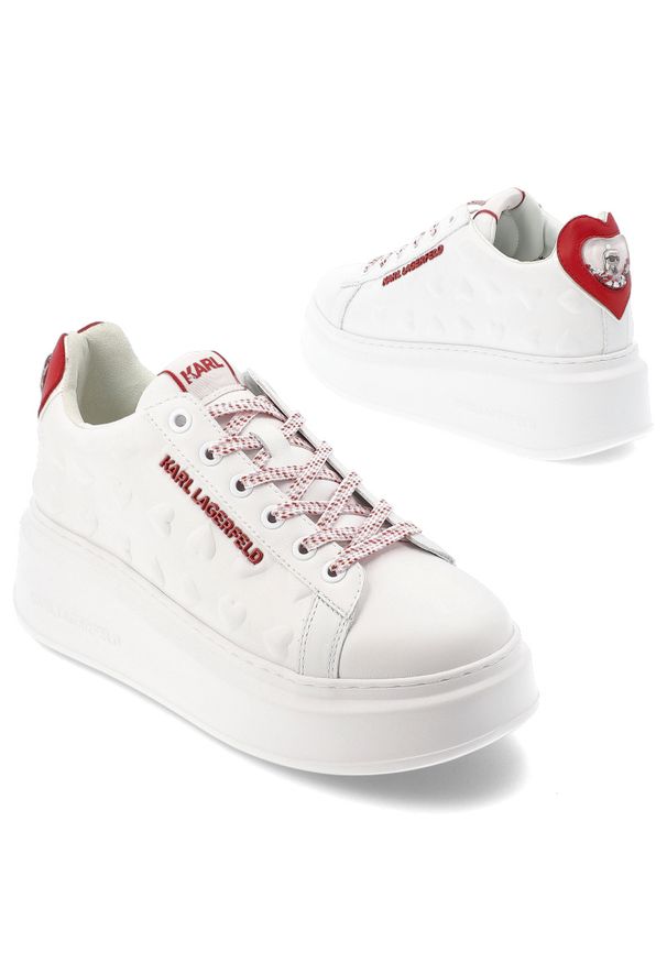 Białe Sneakersy Karl Lagerfeld Eleganckie Obuwie Damskie. Okazja: na co dzień. Zapięcie: sznurówki. Kolor: biały. Materiał: skóra. Styl: elegancki