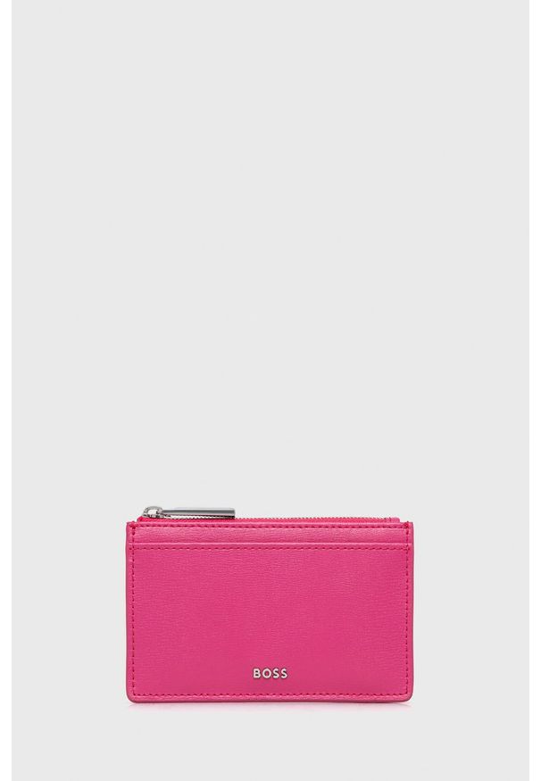 BOSS portfel skórzany 50471388 damski kolor różowy. Kolor: różowy. Materiał: skóra. Wzór: gładki