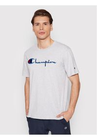 Champion T-Shirt Big Script Logo 216547 Szary Regular Fit. Kolor: szary. Materiał: bawełna