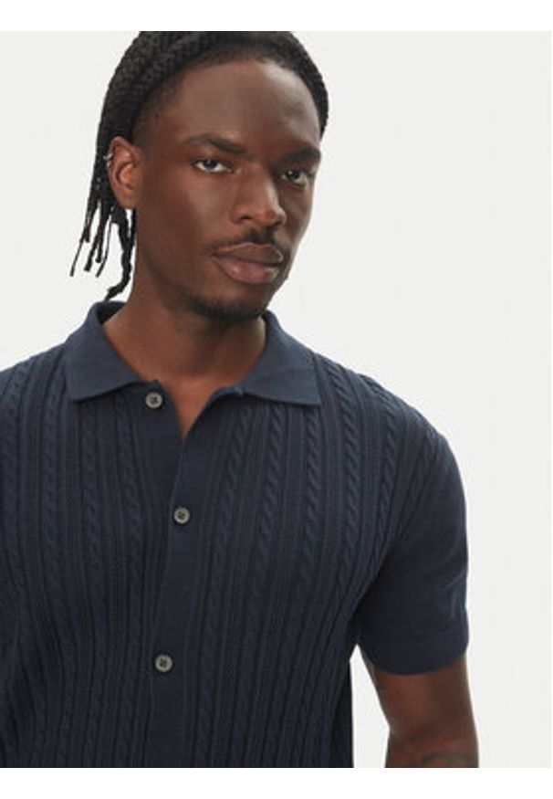 Lindbergh Kardigan 30-804114 Granatowy Slim Fit. Kolor: niebieski. Materiał: bawełna