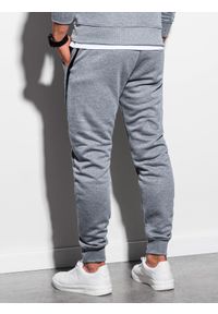 Ombre Clothing - Spodnie męskie dresowe joggery P919 - szary melanż - XXL. Kolor: szary. Materiał: dresówka. Wzór: melanż #4