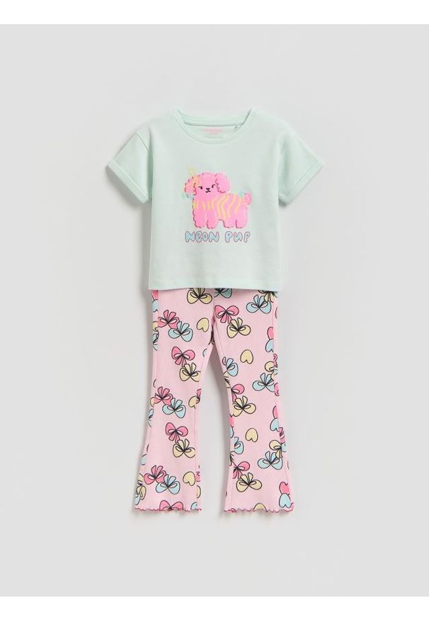 Reserved - Bawełniany komplet z nadrukiem - wielobarwny. Materiał: bawełna. Wzór: nadruk