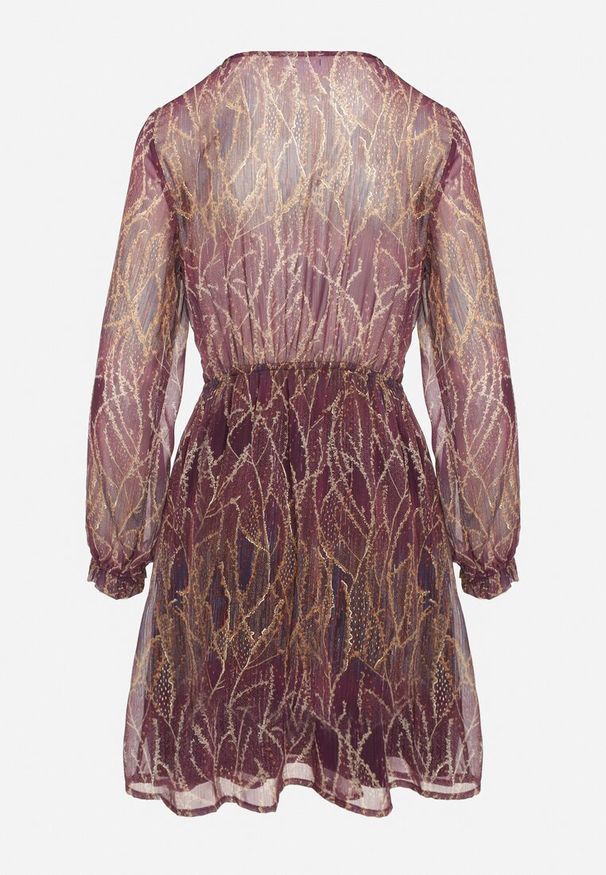 Born2be - Fioletowa Rozkloszowana Sukienka z Przezroczystego Materiału Zwężana pod Biustem Evandrella. Okazja: na co dzień. Kolor: fioletowy. Materiał: materiał. Typ sukienki: proste, rozkloszowane. Styl: elegancki, casual