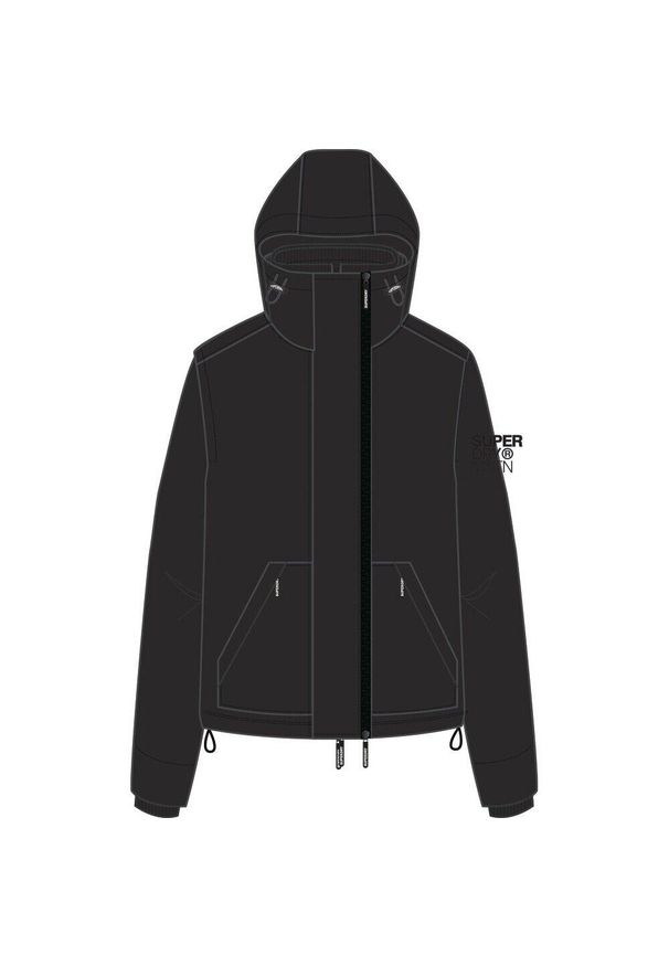 Damska wiatrówka Superdry. Kolor: czarny. Materiał: softshell. Sport: turystyka piesza