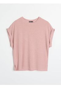 Sinsay - Koszulka z metalizowaną nicią - różowy. Kolor: różowy #1