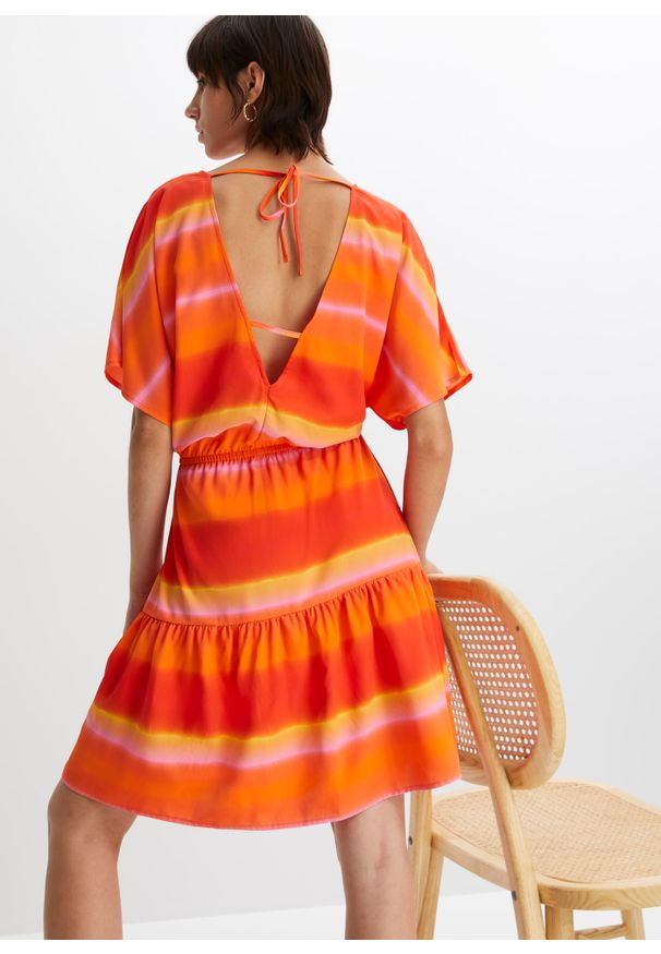 bonprix - Sukienka z ozdobnym elementem z tyłu. Kolor: pomarańczowy. Sezon: lato. Długość: mini