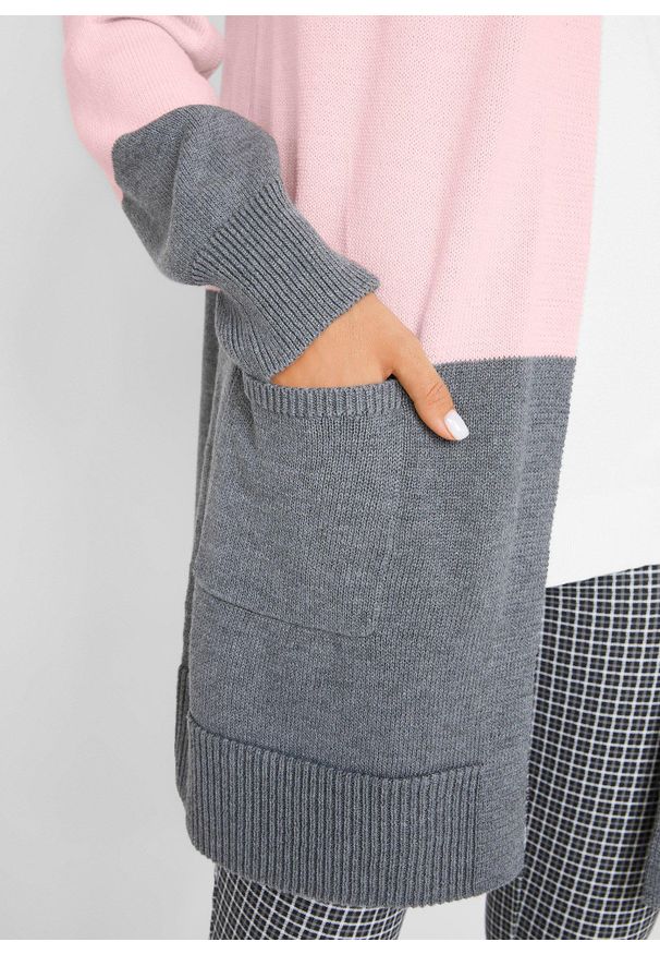 bonprix - Długi sweter rozpinany, długi rękaw. Kolor: biały. Długość rękawa: długi rękaw. Długość: długie