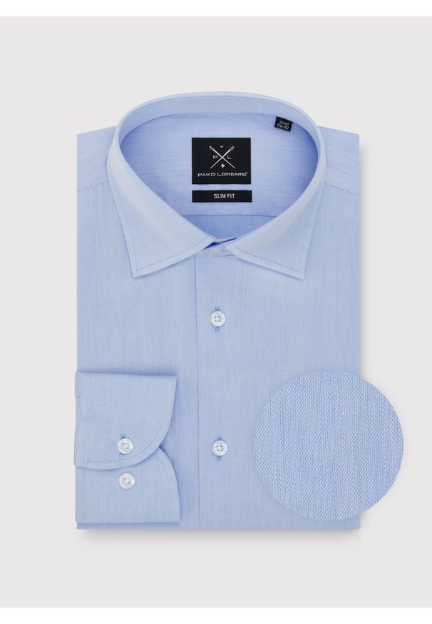 Pako Lorente - PAKO LORENTE – Bawełniana koszula męska w kolorze niebieskiem. Materiał: bawełna. Długość rękawa: długi rękaw. Długość: długie. Wzór: gładki. Sezon: wiosna