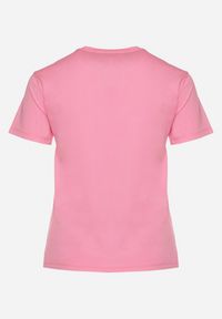Born2be - Różowy T-shirt Bawełniany Ozdobiony Cekinami Lirenell. Okazja: na co dzień, do pracy. Kolor: różowy. Materiał: bawełna. Wzór: aplikacja. Styl: glamour, klasyczny, casual #6