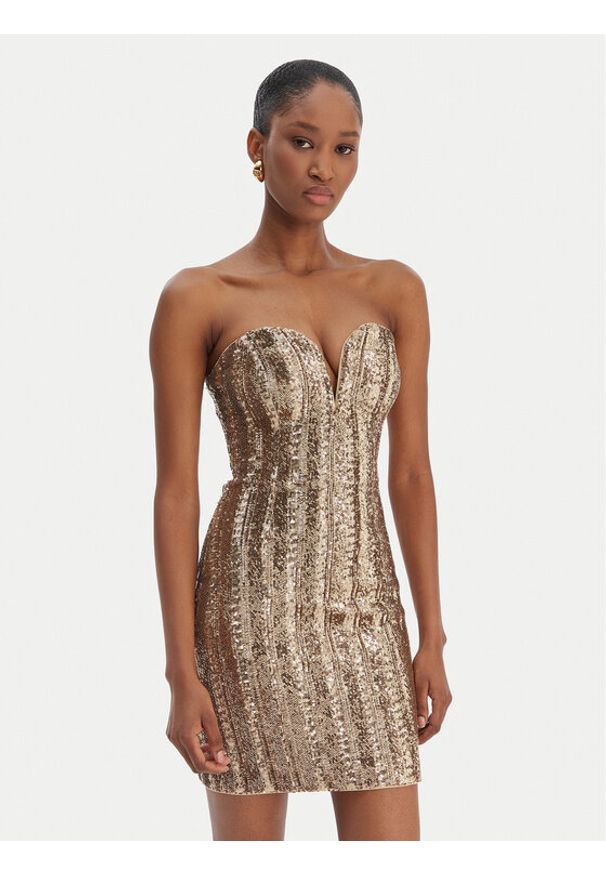 Marciano Guess Sukienka koktajlowa 6RGK00 6357A Złoty Slim Fit. Kolor: złoty. Materiał: syntetyk. Styl: wizytowy