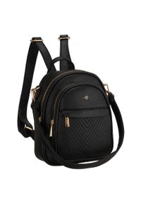 Czarny plecak damski mały ze skóry ekologicznej elegancki uchwyt na ramię torebka 2w1 Peterson PTN MBP-17-F19. Kolor: czarny. Materiał: skóra ekologiczna. Styl: elegancki #1