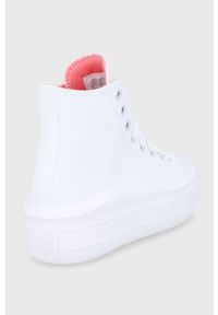 Converse Trampki damskie kolor biały. Nosek buta: okrągły. Zapięcie: sznurówki. Kolor: biały. Materiał: guma. Obcas: na platformie #3