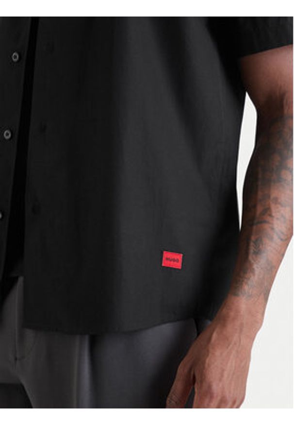 Hugo - HUGO Koszula Ellino 50560584 Czarny Relaxed Fit. Kolor: czarny. Materiał: bawełna