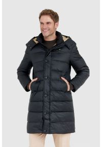 Blauer USA - BLAUER Czarna długa puchowa kurtka męska GUS z odpinanym kapturem, Rozmiar 3XL. Kolor: czarny. Materiał: puch. Długość: długie